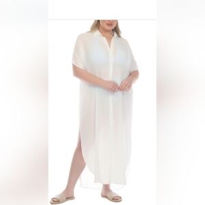 Raviya Elegant White Sheer Maxi Dress